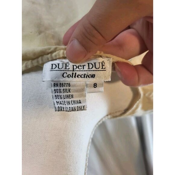 Vtge Due Per Due Off White Button Up Silk Linen Blend S/S Size 8 - Picture 6 of 6